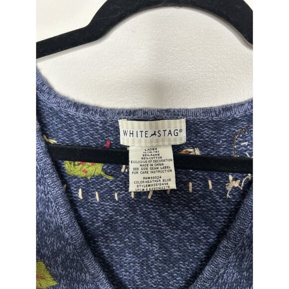 White Stags Women's Sweater Vest Halloween Scarecrow Pumpkin Embroidered Large - Picture 3 of 8